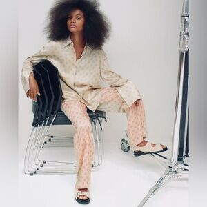 Zara PJ Inspired Two Toned Fabric Silky Pants